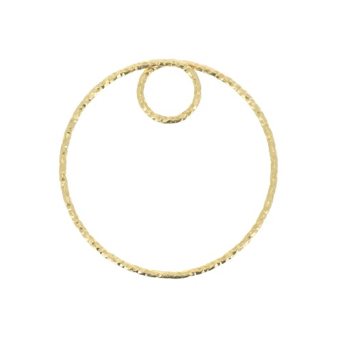 Colgante círculo diamantado 25 mm de plata 925 Dorado con oro fino x1 